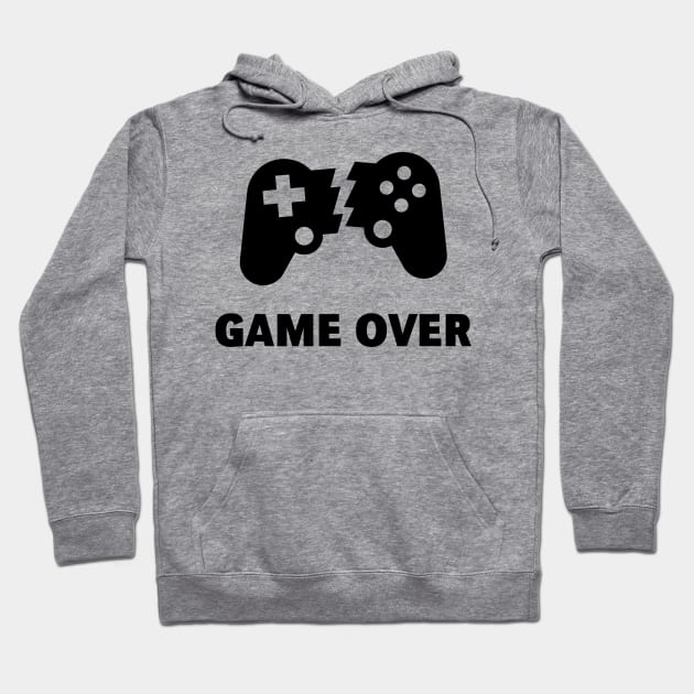 Broken Controller – Game Over (Gamer / Finish / Black) Hoodie by MrFaulbaum